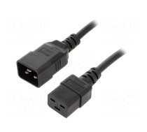 Cable | 3x1.5mm2 | IEC C19 female,IEC C20 male | PVC | 1m | black | 16A