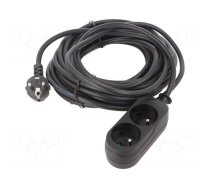 Extension lead | 3x1.5mm2 | Sockets: 2 | PVC | black | 10m | 16A