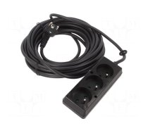 Extension lead | 3x1.5mm2 | Sockets: 3 | PVC | black | 10m | 16A