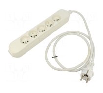 Extension lead | 3x1.5mm2 | Sockets: 5 | PVC | white | 1.5m | 16A | PRO