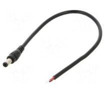 Cable | 2x0.5mm2 | DC 5,5/2,1 plug | straight | black | 0.25m | -20÷80°C