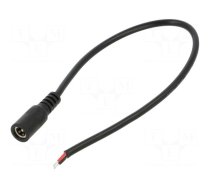 Cable | 2x0.5mm2 | DC 5,5/2,1 socket | straight | black | 0.25m