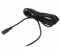 Cable | 2x0.5mm2 | DC 5,5/2,1 socket | straight | black | 3m | -20÷80°C