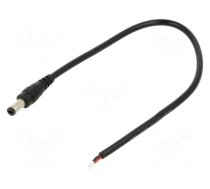 Cable | 2x0.5mm2 | DC 5,5/2,5 plug | straight | black | 0.25m | -20÷80°C