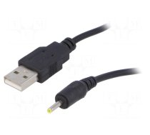 Cable | USB A plug,DC 2,5/0,7 plug | straight | black | 0.8m | 5÷50°C