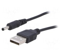 Cable | USB A plug,DC 3,5/1,35 plug | straight | black | 0.8m | 5÷50°C