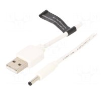 Cable | USB A plug,DC 3,5/1,35 plug | white | 0.5m | Core: Cu