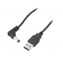 Cable | USB A plug,DC 5,5/2,1 plug | black | 0.5m | Core: Cu