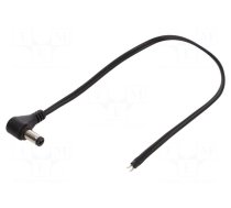 Cable | 2x0.5mm2 | wires,DC 5,5/2,1 plug | angled | black | 0.25m