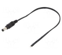 Cable | 2x0.5mm2 | wires,DC 5,5/2,1 plug | straight | black | 0.25m