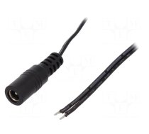 Cable | 2x0.5mm2 | wires,DC 5,5/2,1 socket | straight | black | 0.23m