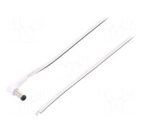 Cable | 2x0.5mm2 | wires,DC 5,5/2,5 plug | angled | white | 3m