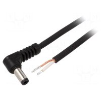 Cable | 1x0.75mm2 | wires,DC 5,5/2,5 plug | angled | black | 1.5m
