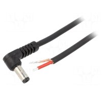 Cable | 1x1mm2 | wires,DC 5,5/2,5 plug | angled | black | 1.5m