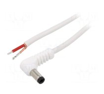 Cable | 1x1mm2 | wires,DC 5,5/2,5 plug | angled | white | 1.5m