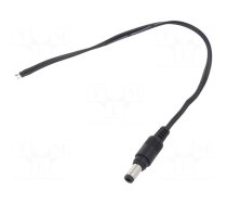 Cable | 2x0.5mm2 | wires,DC 5,5/2,5 plug | straight | black | 0.25m