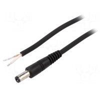 Cable | 1x0.75mm2 | wires,DC 5,5/2,5 plug | straight | black | 1.5m