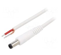 Cable | 1x1mm2 | wires,DC 5,5/2,5 plug | straight | white | 1.5m