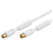 Cable | 75Ω | 1.5m | coaxial 9.5mm socket,coaxial 9.5mm plug | white