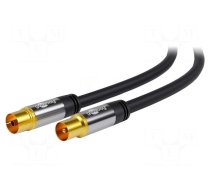 Cable | 75Ω | 3m | coaxial 9.5mm socket,coaxial 9.5mm plug | PVC