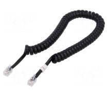 Cable: telephone | coiled | RJ10 plug,both sides | black | 2m