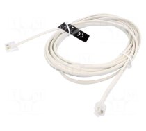 Cable: telephone | flat | RJ11 plug,both sides | Len: 3m | white | 28AWG