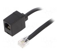 Cable: telephone | flat | RJ12 socket,RJ12 plug | 3m | black