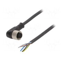 Connection lead | M12 | PIN: 5 | angled | 5m | plug | 24VAC | 4A | XZCP | IP67