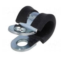 Fixing clamp | ØBundle : 8mm | W: 15mm | steel | Cover material: EPDM