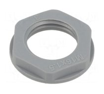 Nut | M16 | polyamide | 22mm | grey | Thread: metric | Pitch: 1.5 | Entrelec