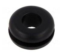 Grommet | Ømount.hole: 10mm | Øhole: 6mm | black | Panel thick: max.2mm