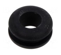 Grommet | Ømount.hole: 12mm | Øhole: 8mm | black | Panel thick: max.3mm