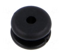 Grommet | Ømount.hole: 5mm | Øhole: 2mm | black | Panel thick: max.2mm