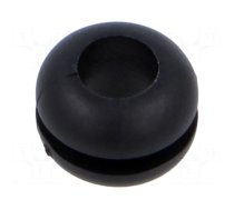 Grommet | Ømount.hole: 6.4mm | Øhole: 4.8mm | black | 0÷80°C | PVC