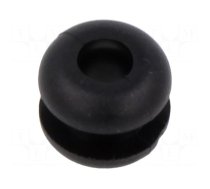 Grommet | Ømount.hole: 6.4mm | Øhole: 4mm | black | 0÷80°C | PVC