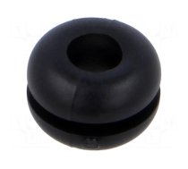 Grommet | Ømount.hole: 6.4mm | Øhole: 4mm | black | 0÷80°C | PVC