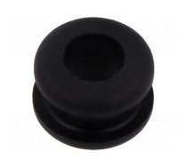 Grommet | Ømount.hole: 9mm | Øhole: 6mm | black | Panel thick: max.4mm