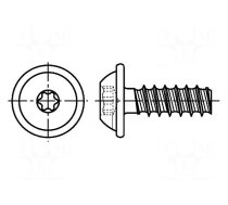 Screw | for plastic | 3x8 | Head: button | Torx® PLUS | 10IP | steel | zinc