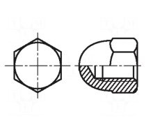 Nut | hexagonal | M6 | 1 | 6 steel | 10mm | BN 150 | DIN 1587 | dome