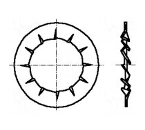 Washer | internally serrated | M3 | D=6mm | h=0.4mm | DIN 6798J | BN 676