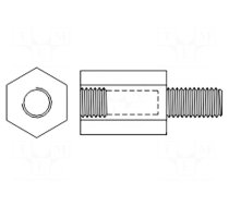 Screwed spacer sleeve | 30mm | Int.thread: M6 | Ext.thread: M6