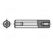 Screwed spacer sleeve | 13mm | Int.thread: M3 | hexagonal | steel