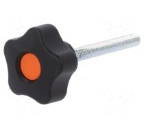 Knob | Ø: 32mm | Ext.thread: M6 | 50mm | H: 23mm | technopolymer PP