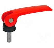 Lever | clamping | Thread len: 20mm | Lever length: 63mm | Body: red