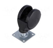Furniture wheel | Ø: 50mm | H: 53mm | torsional,with mounting plate