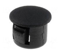 Stopper | polyamide | Wall thick: 1.6mm | H: 7.6mm | black | Dim: Ø9.5mm