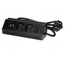 Plug socket strip: furniture | IP20 | 3680W | black | 230VAC | 1.5m