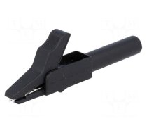 Crocodile clip | 15A | black | Grip capac: max.12mm | Socket size: 4mm