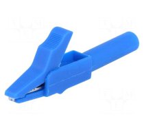 Crocodile clip | 15A | blue | Grip capac: max.12mm | Socket size: 4mm