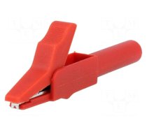 Crocodile clip | 15A | red | Grip capac: max.12mm | Socket size: 4mm